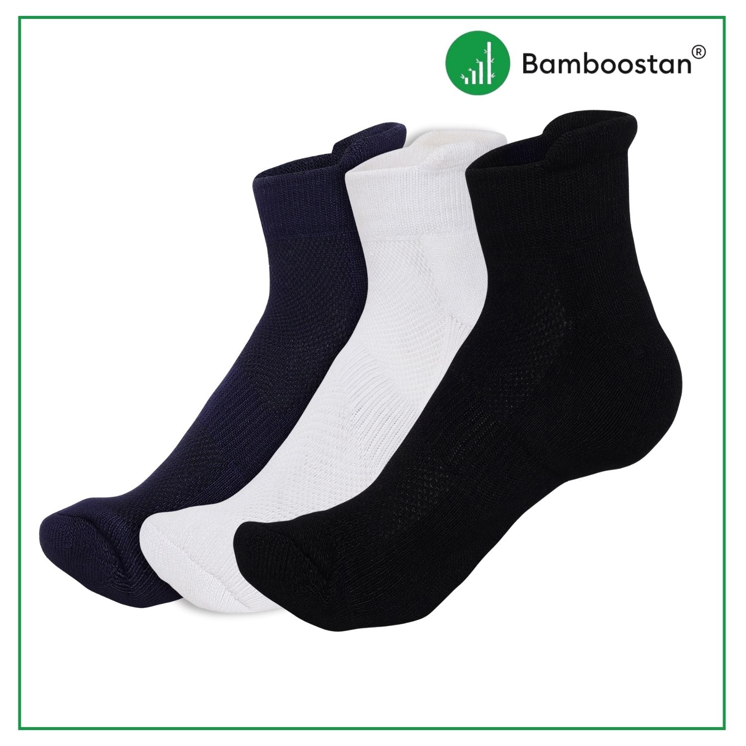 Bamboo Ankle Socks – Pack of 3 | Soft, Cushioned & Odor Resistant  | Multi Color