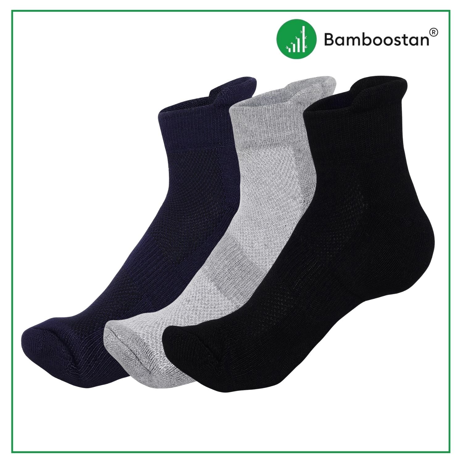 Bamboo Ankle Socks – Pack of 3 | Soft, Cushioned & Odor Resistant  | Multi Color