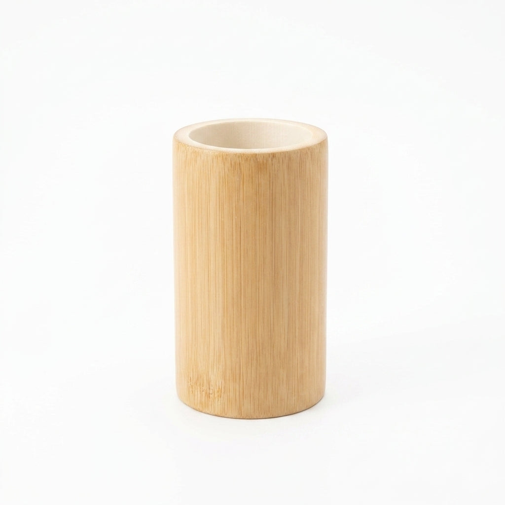 Bamboo Pen Stand PS-2 — natural bamboo cylinder with flat top, on white background