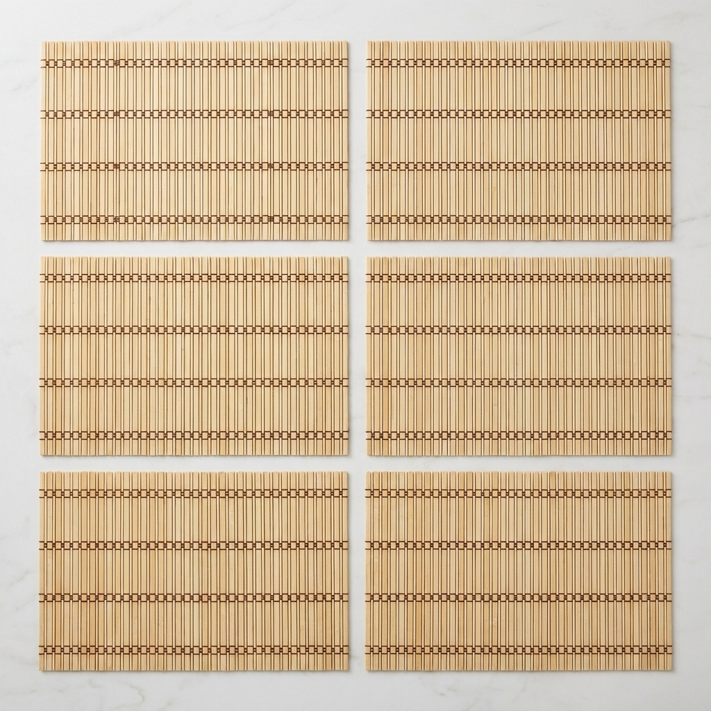 Pack of six bamboo placemats in a clean grid layout