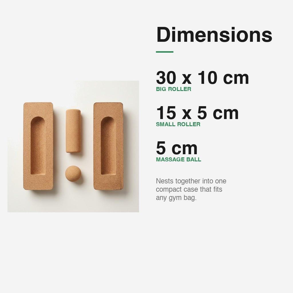 Cork Roller Set (3-in-1) — dimensions