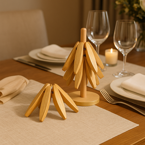Bamboo Tree-Shaped Trivet Set