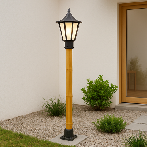 BambooGlow Garden Lamp Post – Eco-Friendly Outdoor Lighting with Classic Lantern Design
