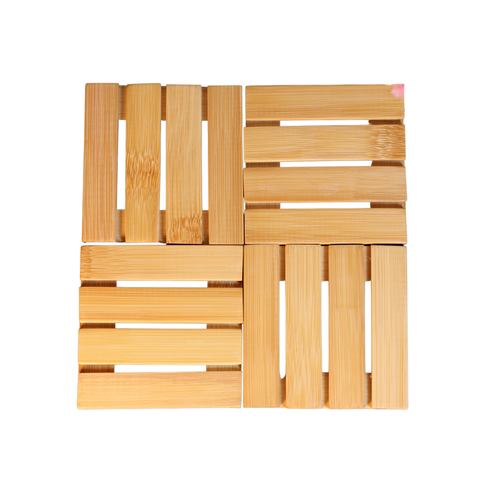 Multipurpose Bamboo Trivet- Size 5”*5” (Pack of 4)