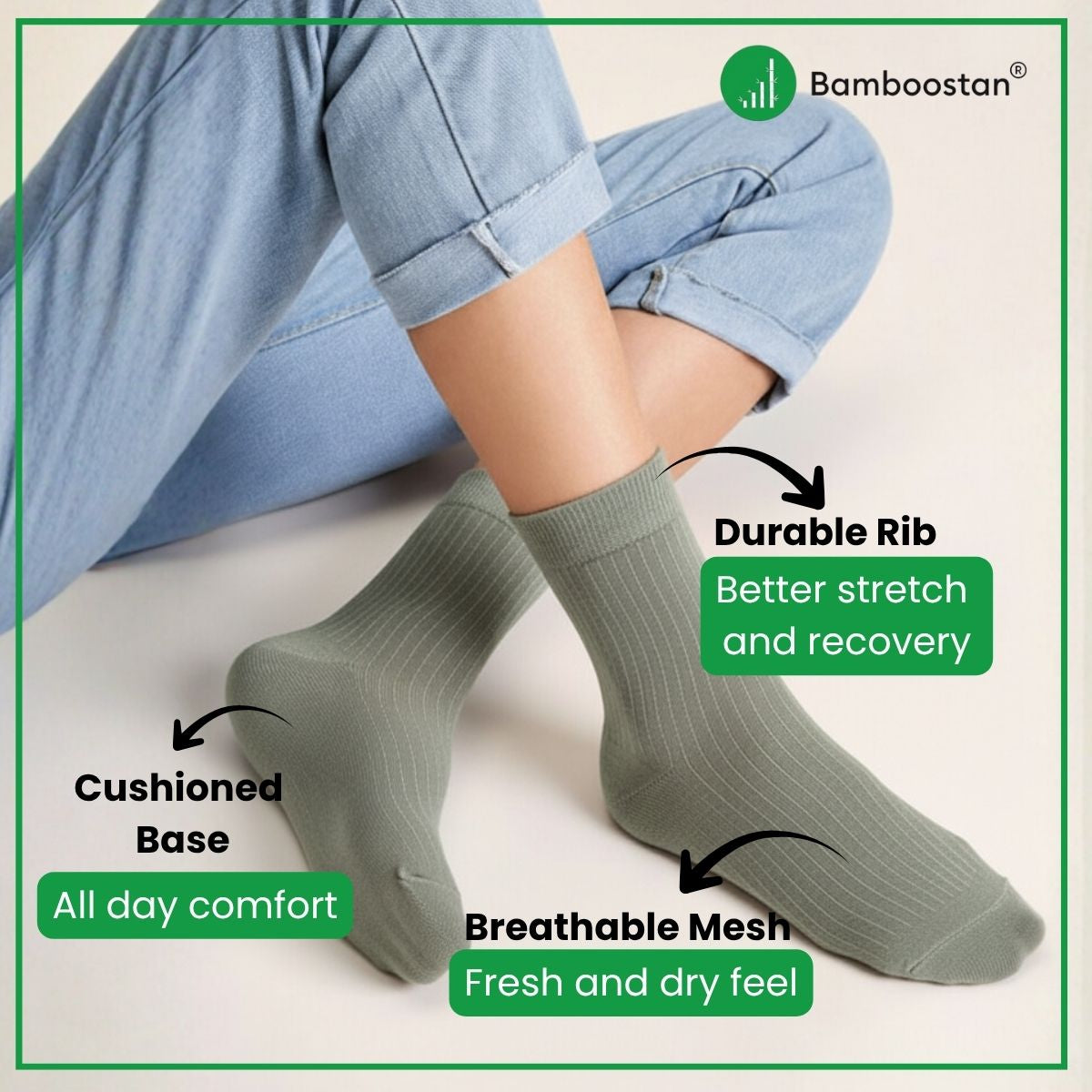 Bamboo Crew Socks – Pack of 3 | Soft, Cushioned & Odor Resistant  | White, Black, Navy Blue, Gray