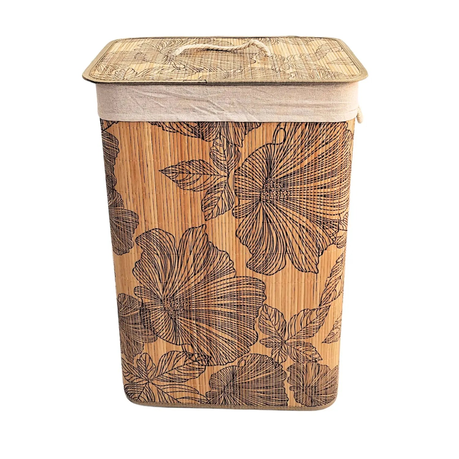Bamboo laundry basket Floral Design