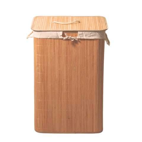 Bamboo Laundry Basket with Lid (60 cm X 40 cm X 30 cm)