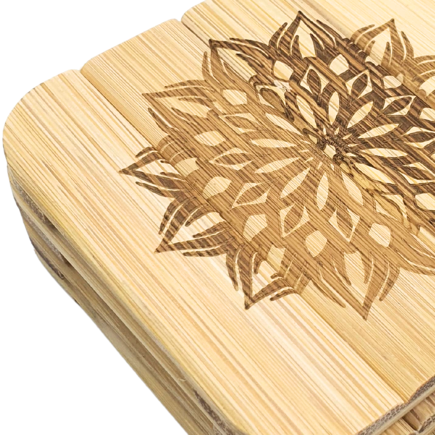Bamboo Mandala Art Tea Coaster (pack of 4)