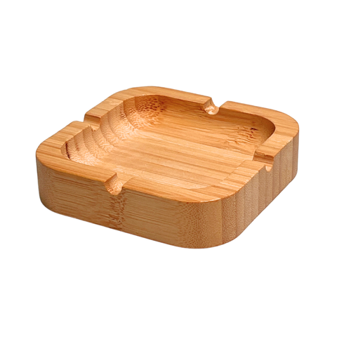 Modern Square Bamboo Ashtray with Cigarette Rests (Pack of 2)