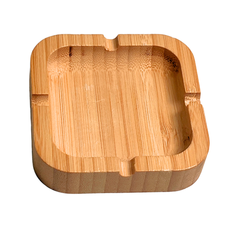 Modern Square Bamboo Ashtray with Cigarette Rests (Pack of 2)