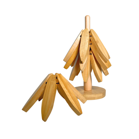 Bamboo Tree-Shaped Trivet Set