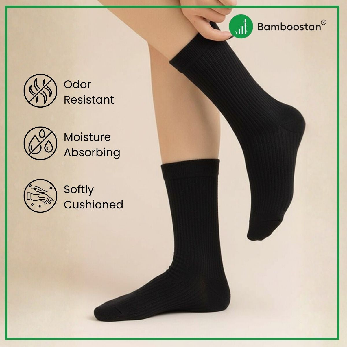 Bamboo Crew Socks – Pack of 3 | Soft, Cushioned & Odor Resistant  | White, Black, Navy Blue, Gray