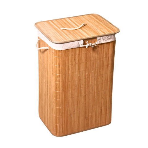 Bamboo Laundry Basket with Lid (60 cm X 40 cm X 30 cm)