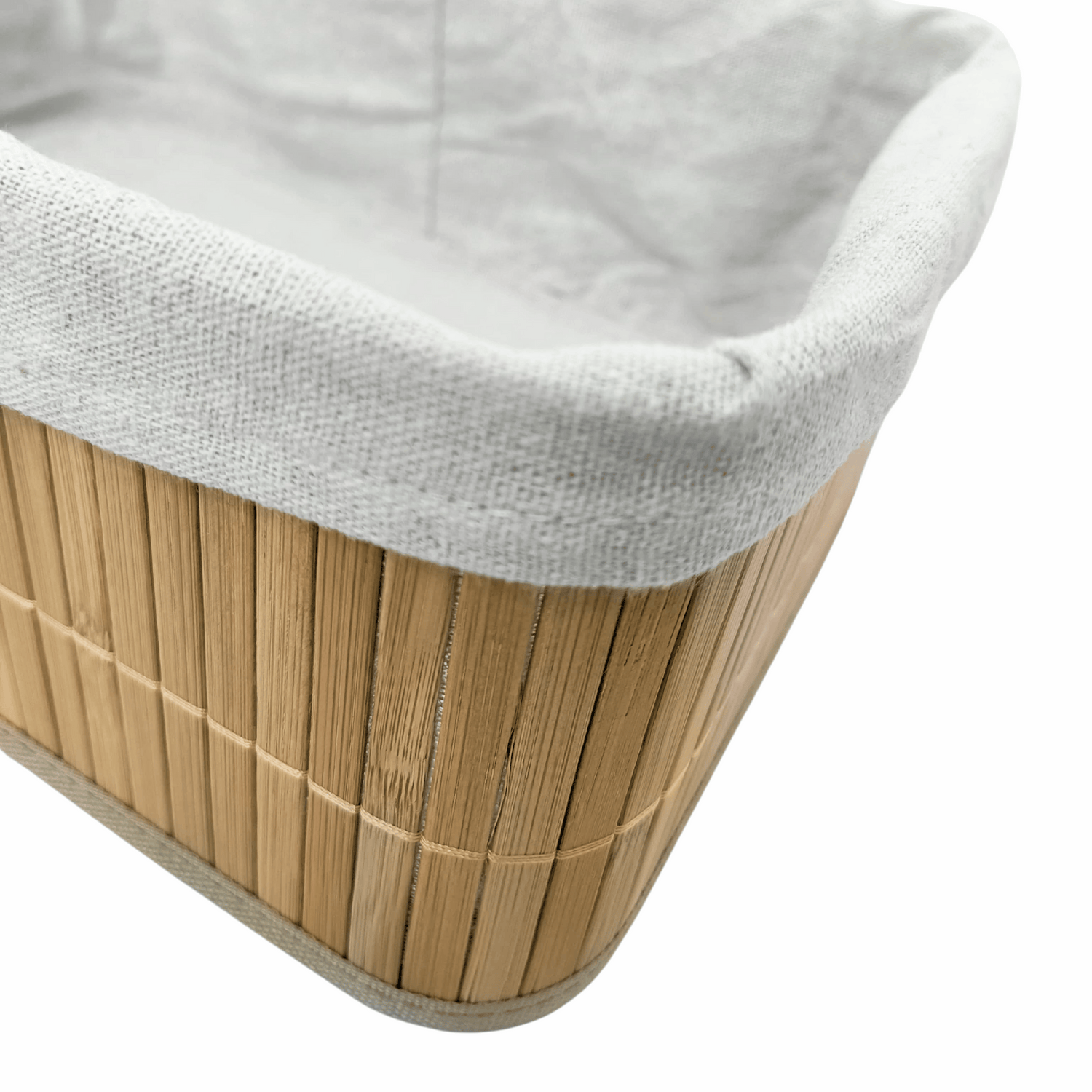3-Piece Multi Size Bamboo Storage Basket Set (Rectangle)– Eco-Friendly, Lined, Multipurpose Organizers