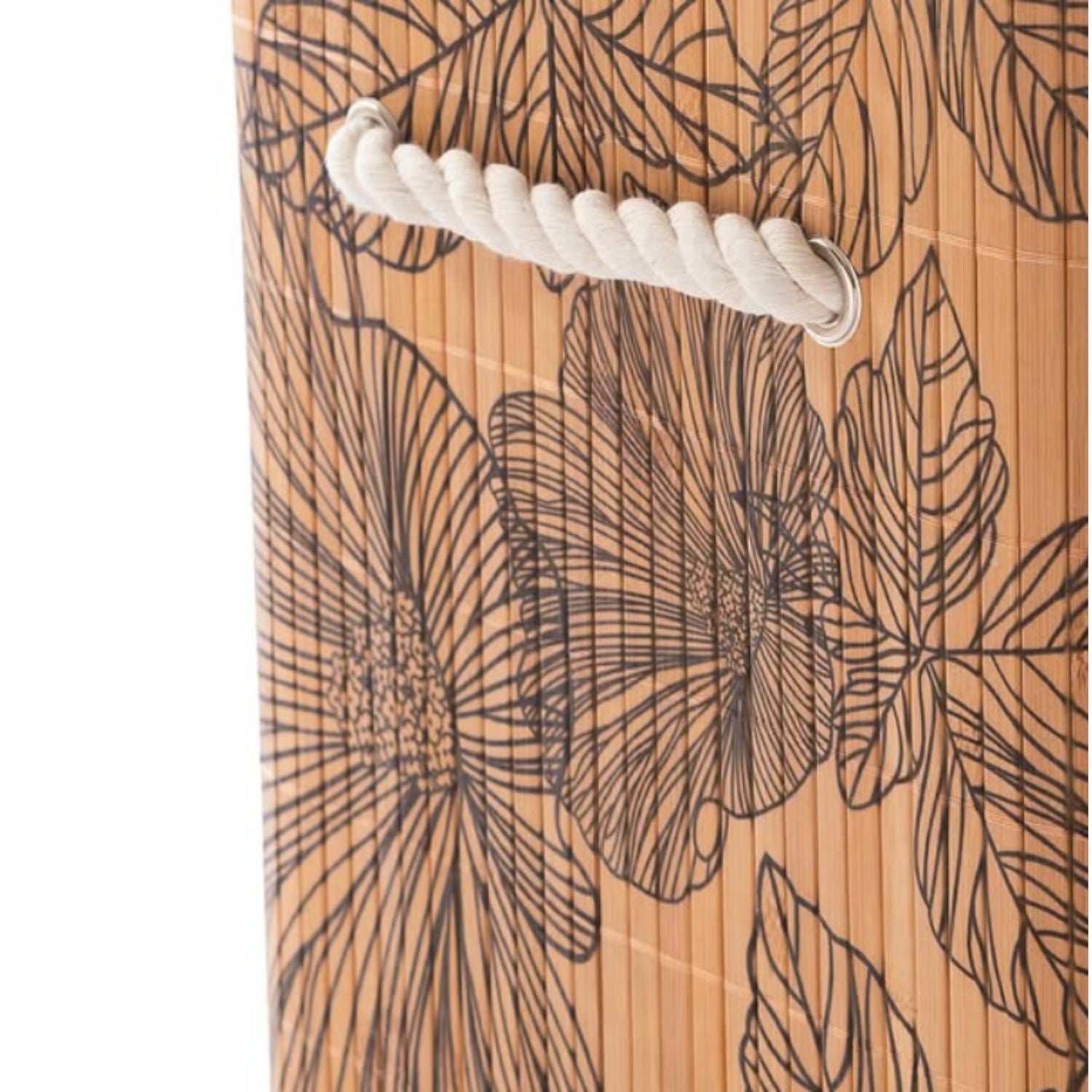 Bamboo Laundry Basket with Lid (60 cm X 40 cm X 30 cm)