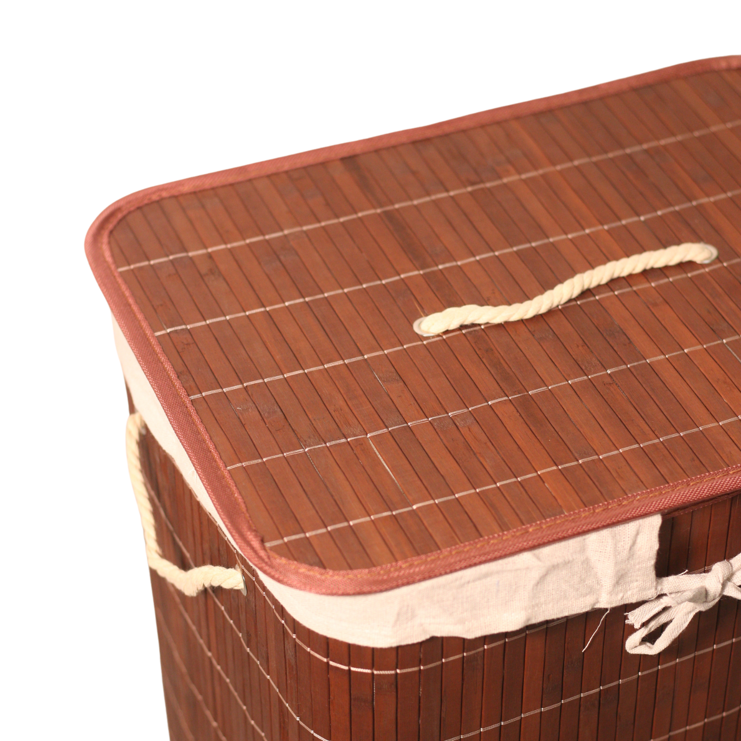 Bamboo Laundry Basket with Lid (60 cm X 40 cm X 30 cm)