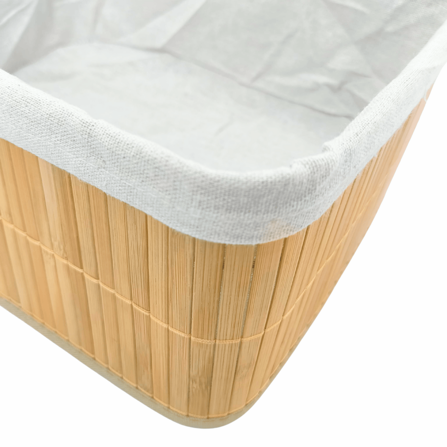 4-Piece Bamboo Storage Basket Set – Stackable Natural Organizer with Washable Lining