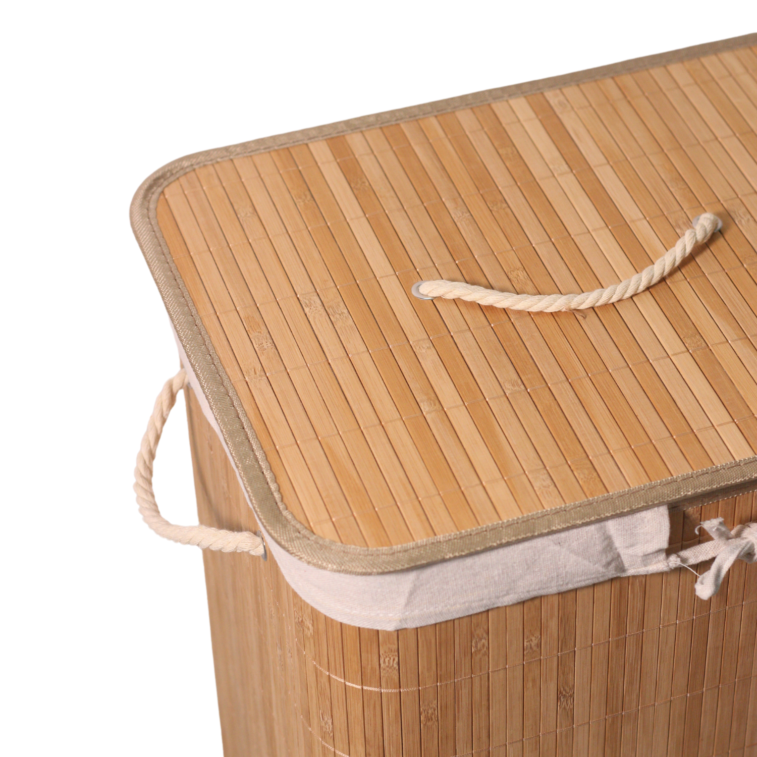 Bamboo Laundry Basket with Lid (60 cm X 40 cm X 30 cm)
