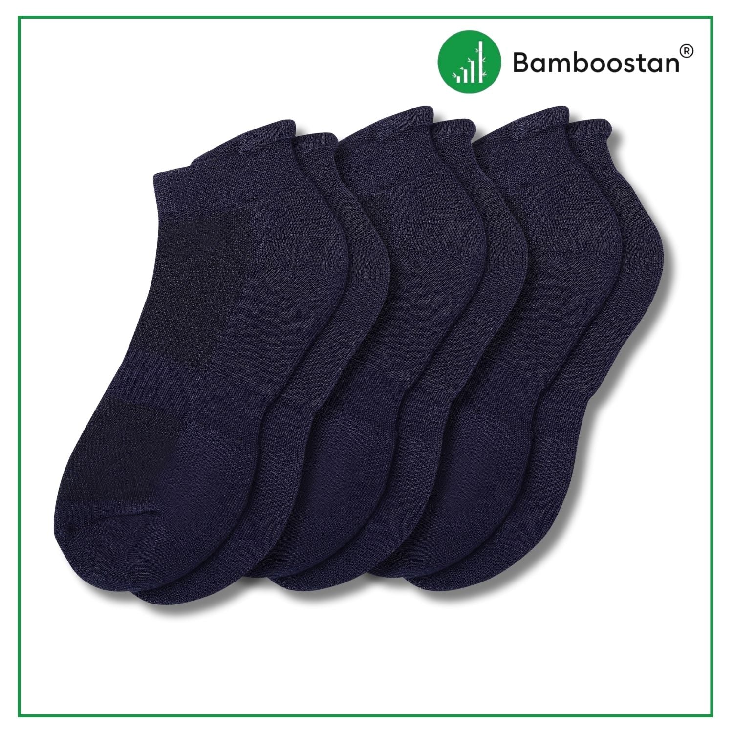 Bamboo Ankle Socks – Pack of 3 | Soft, Cushioned & Odor Resistant  | Black
