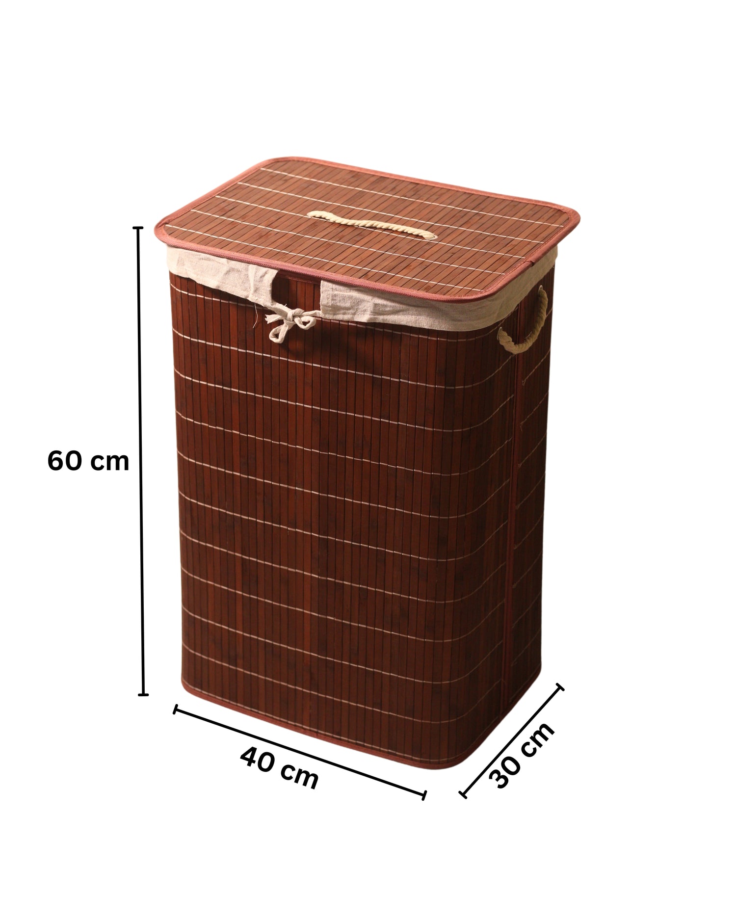 Bamboo Laundry Basket with Lid (60 cm X 40 cm X 30 cm)