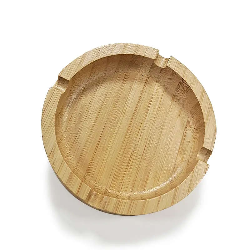 Round Bamboo Ashtray with Cigarette Rests (Pack of 2)