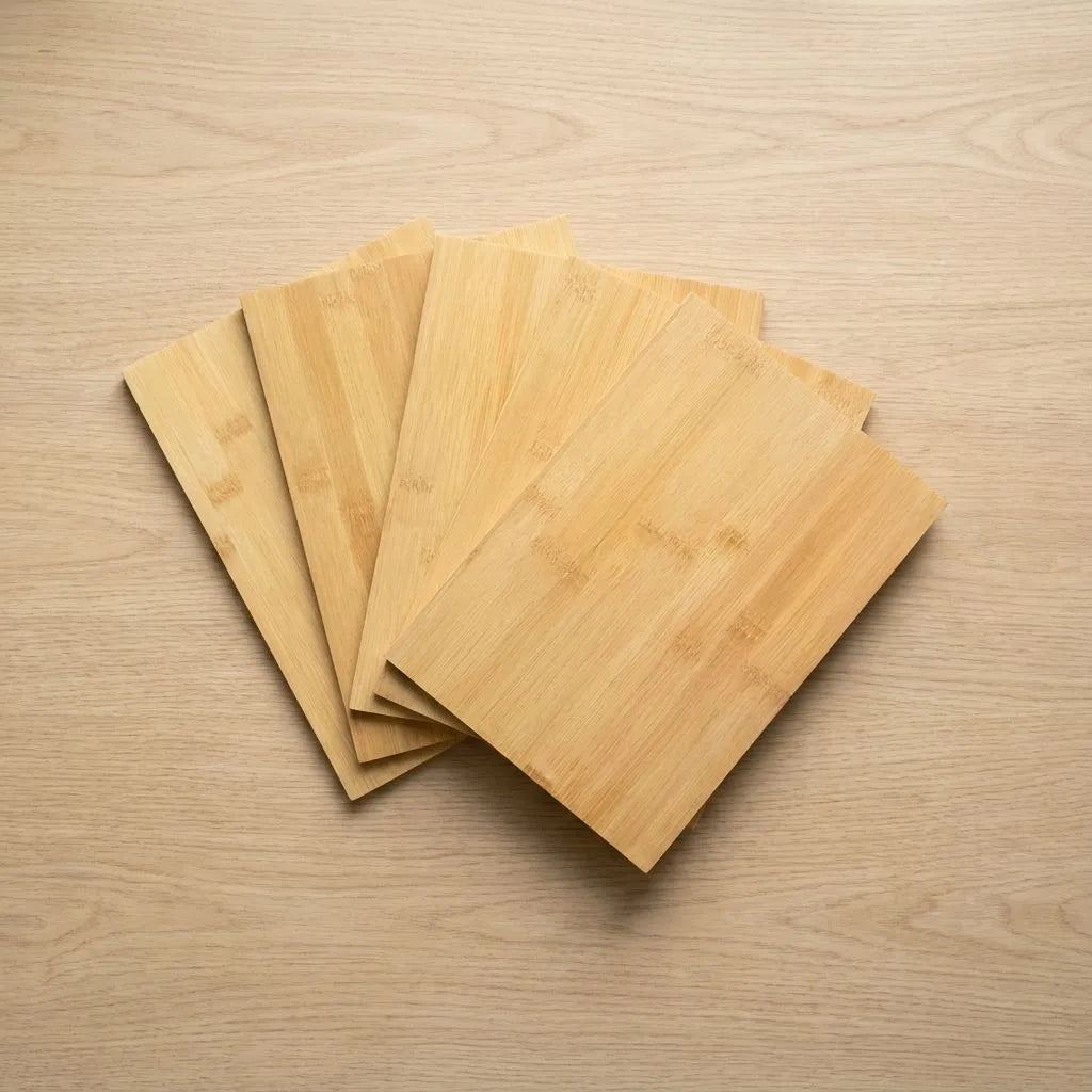 set of bamboo craft sheets on a wooden surface