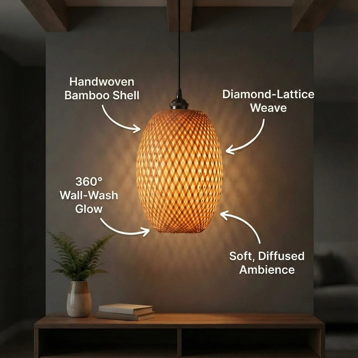 Bamboo Ember Glow Lamp — view 2