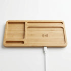 Bamboo Desk Organiser with Wireless Charging — in use (2)