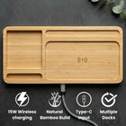 Bamboo Desk Organiser with Wireless Charging — dimensions and specs
