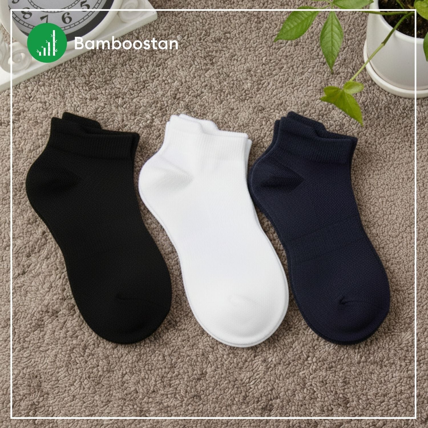 Bamboo Ankle Socks – Pack of 3 | Soft, Cushioned & Odor Resistant