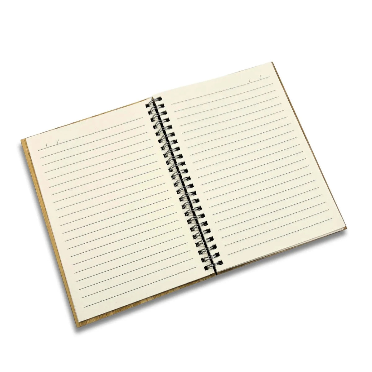 Open Bamboo Diary A5 showcasing blank lined pages for eco-friendly writing and journaling.