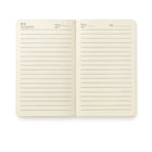 Open Eco-Script Bamboo Diary showcasing blank pages ready for journaling in a sustainable bamboo notebook.