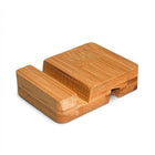 Bamboo Mobile Tablet Stand showcasing a sleek and eco-friendly design for holding phones and tablets.