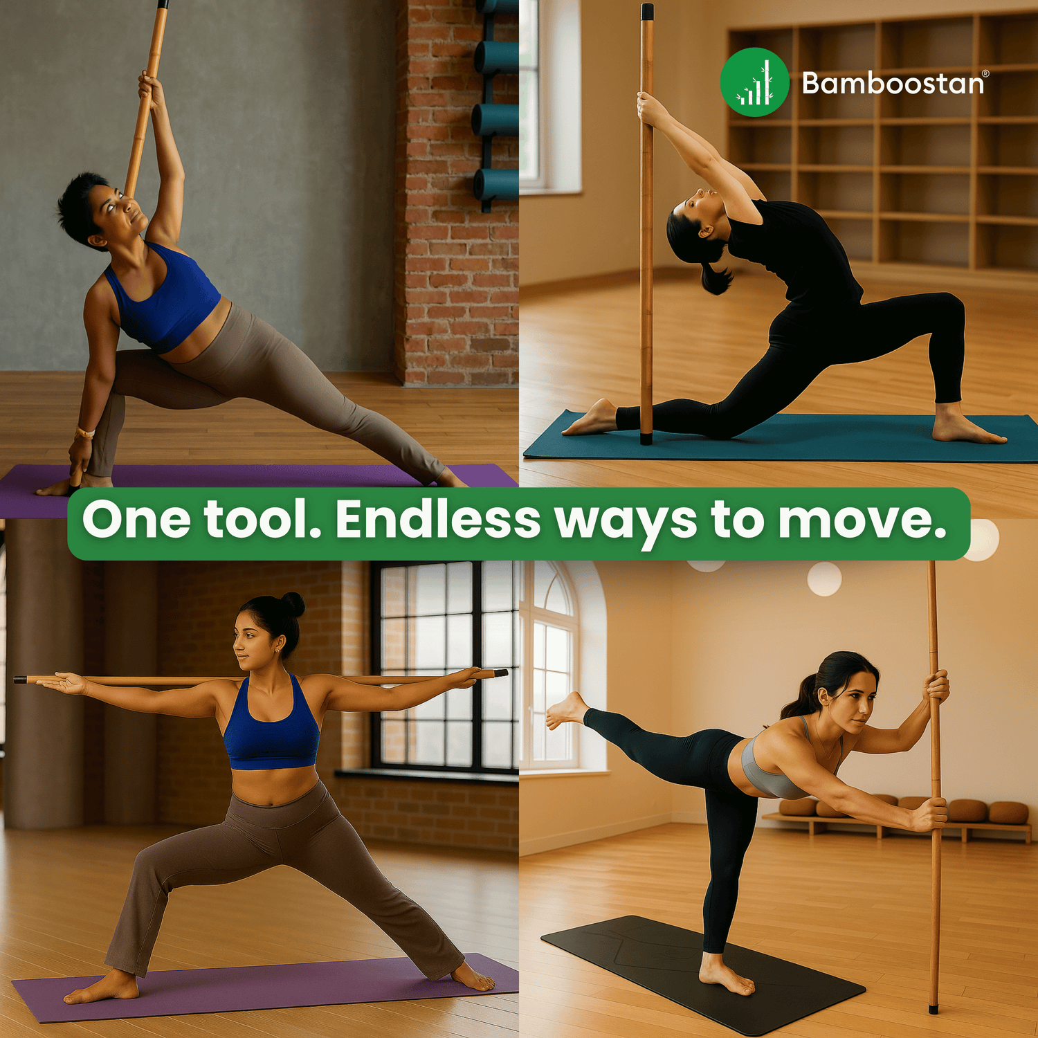 Bamboo Yoga and Fitness Stick Bundle Pack