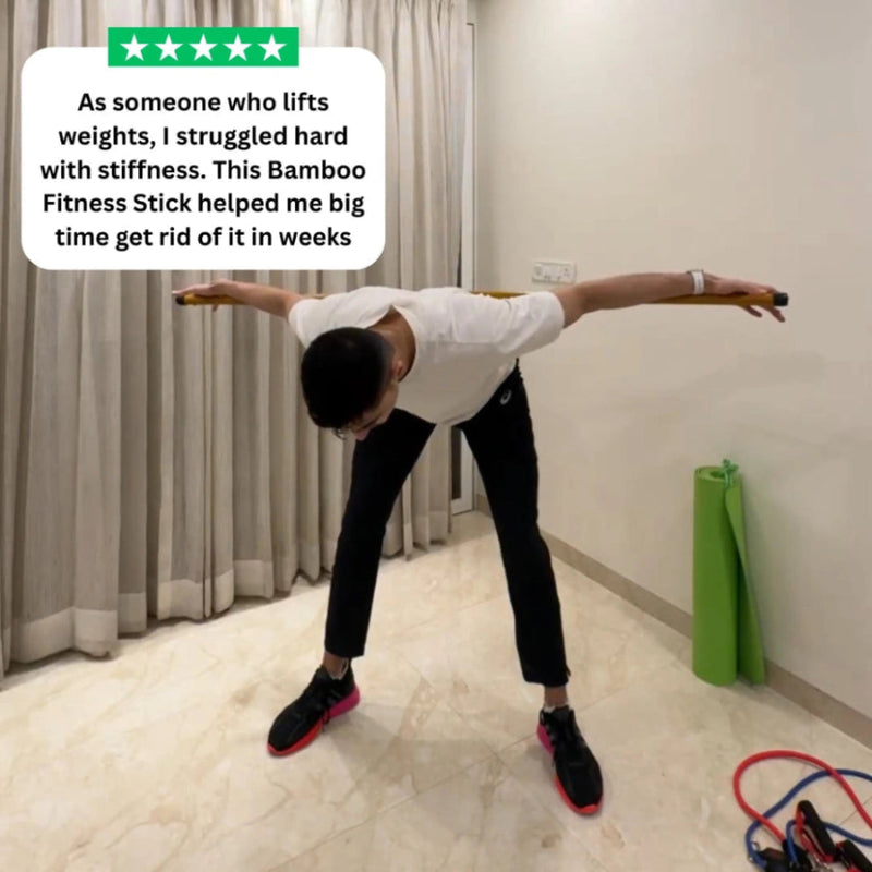 Customer using Bamboo Posture Stick