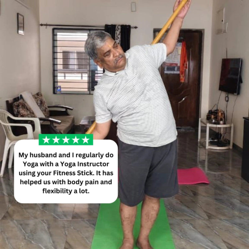 Customer using Bamboo Posture Stick