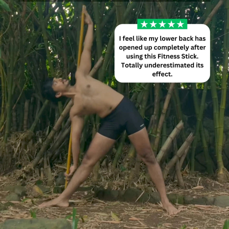 Customer using Bamboo Posture Stick