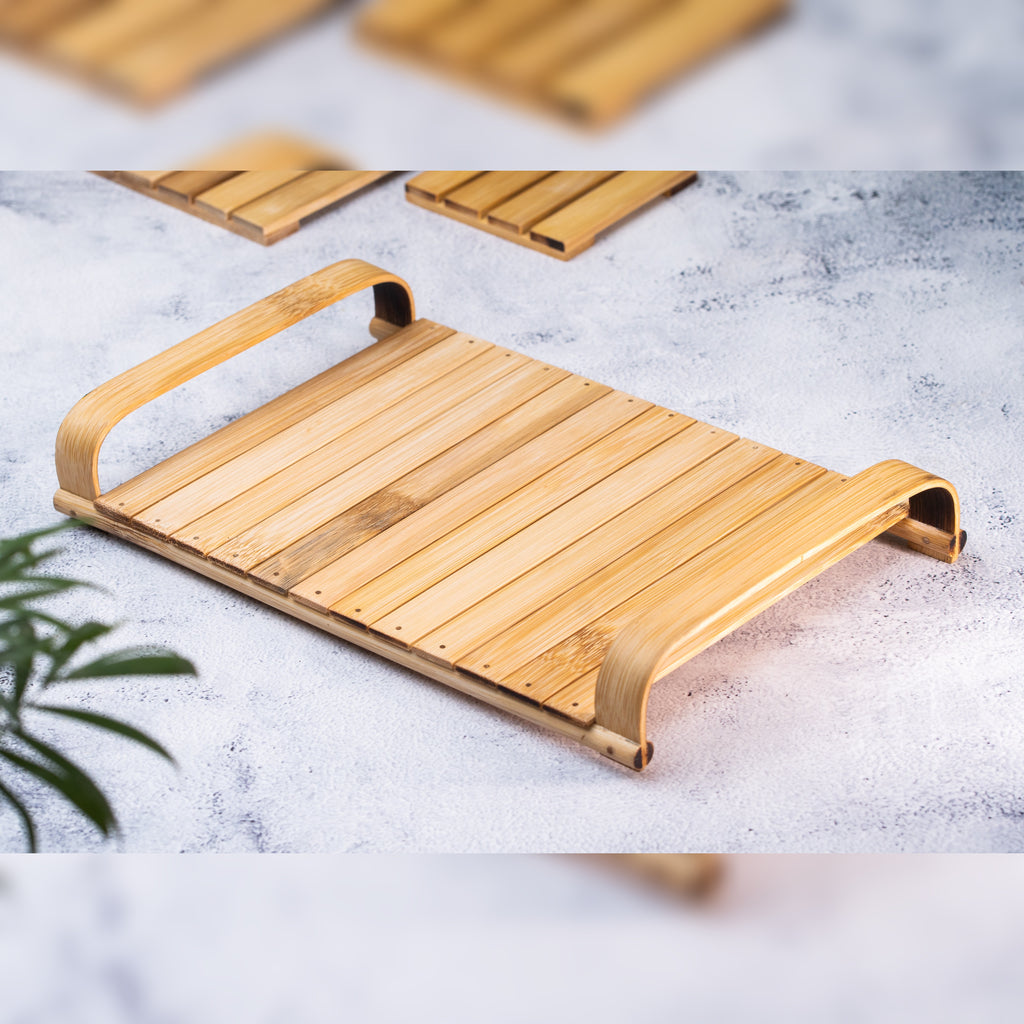 Bamboo Tea Serving Tray: Handcrafted