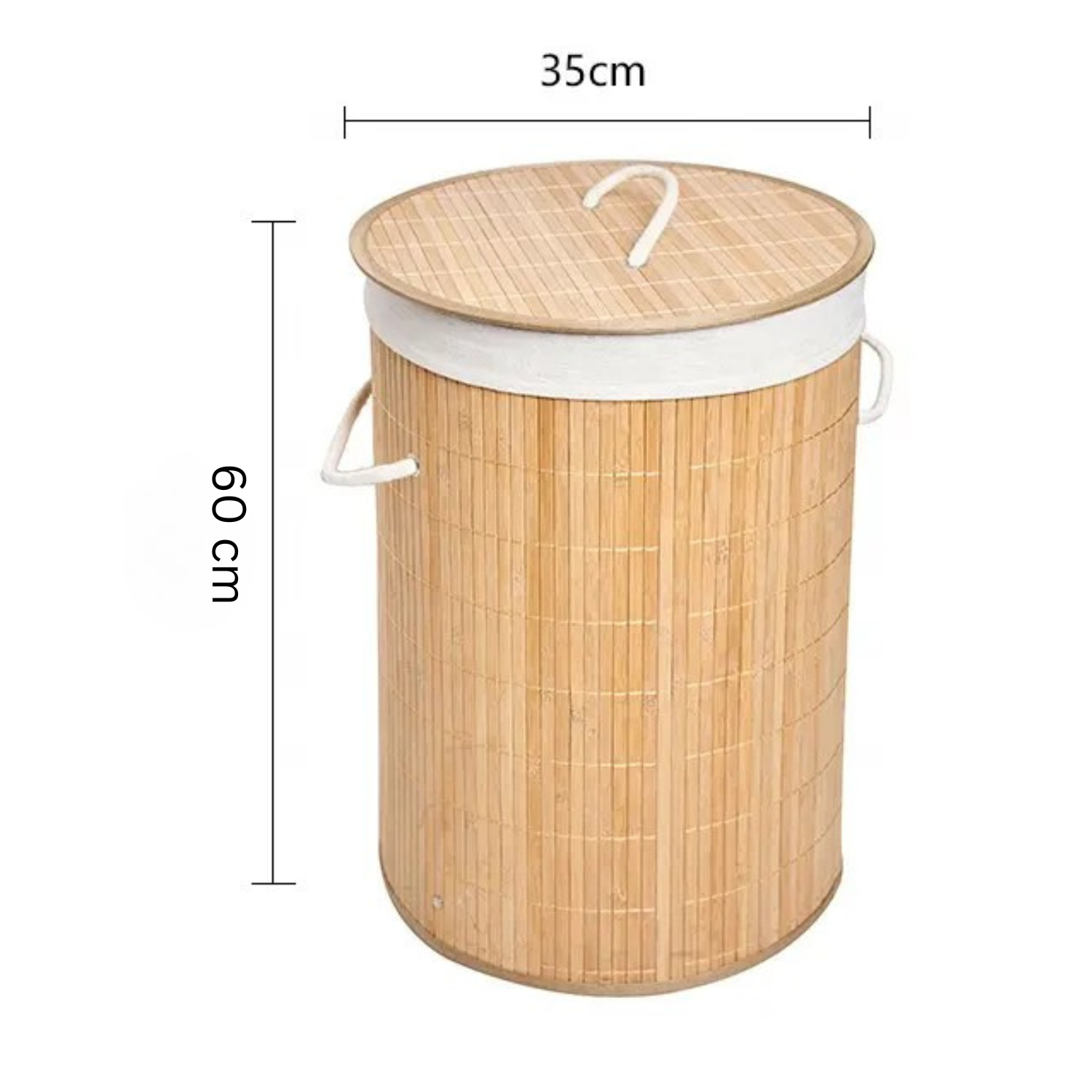Bamboo Laundry Basket with Lid (60 cm X 40 cm X 30 cm)