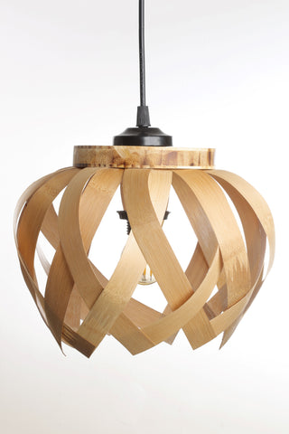 Peach Bamboo Pendant Lamp – Handcrafted Spiral Design for Modern Interiors