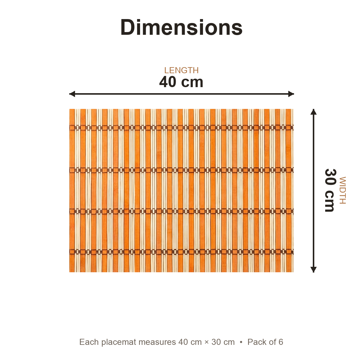 Heritage Weave Bamboo Placemats — dimensions 40×30 cm