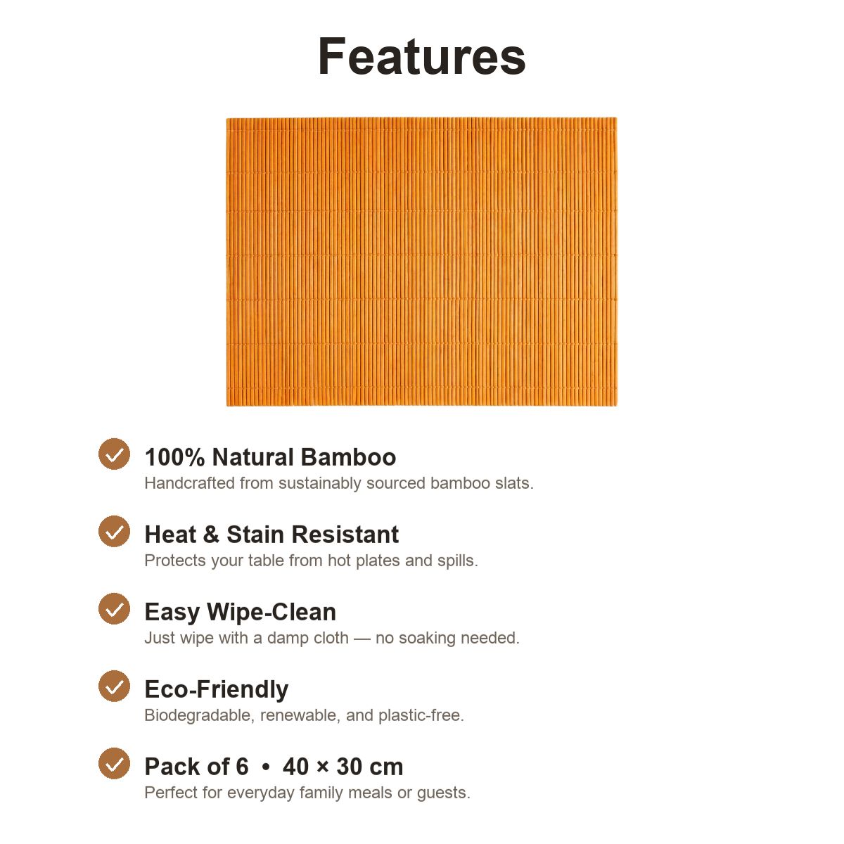 Classic bamboo placemat features
