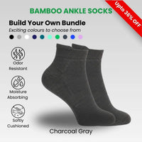 Bamboo Ankle Socks in Charcoal Gray for Build Your Own Bundle, featuring odor resistance and moisture absorbing qualities.