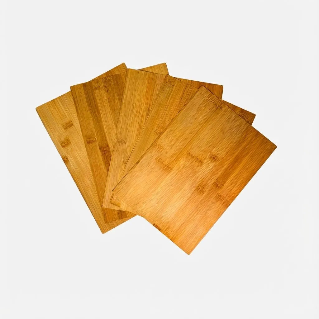 Set of bamboo craft sheet on a white background