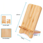 Bamboo Mobile Phone Stand dimensions displaying height of 135mm and width of 80mm made from fine bamboo.