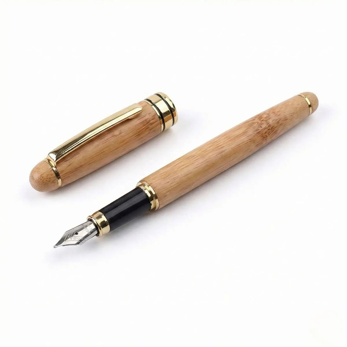 Premium Bamboo Pen with gold accents, perfect for smooth writing and everyday use.