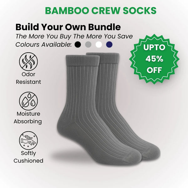 Bamboo Crew Socks – Build Your Own Bundle, features odor resistant, moisture absorbing, softly cushioned design and discounts up to 45% off.