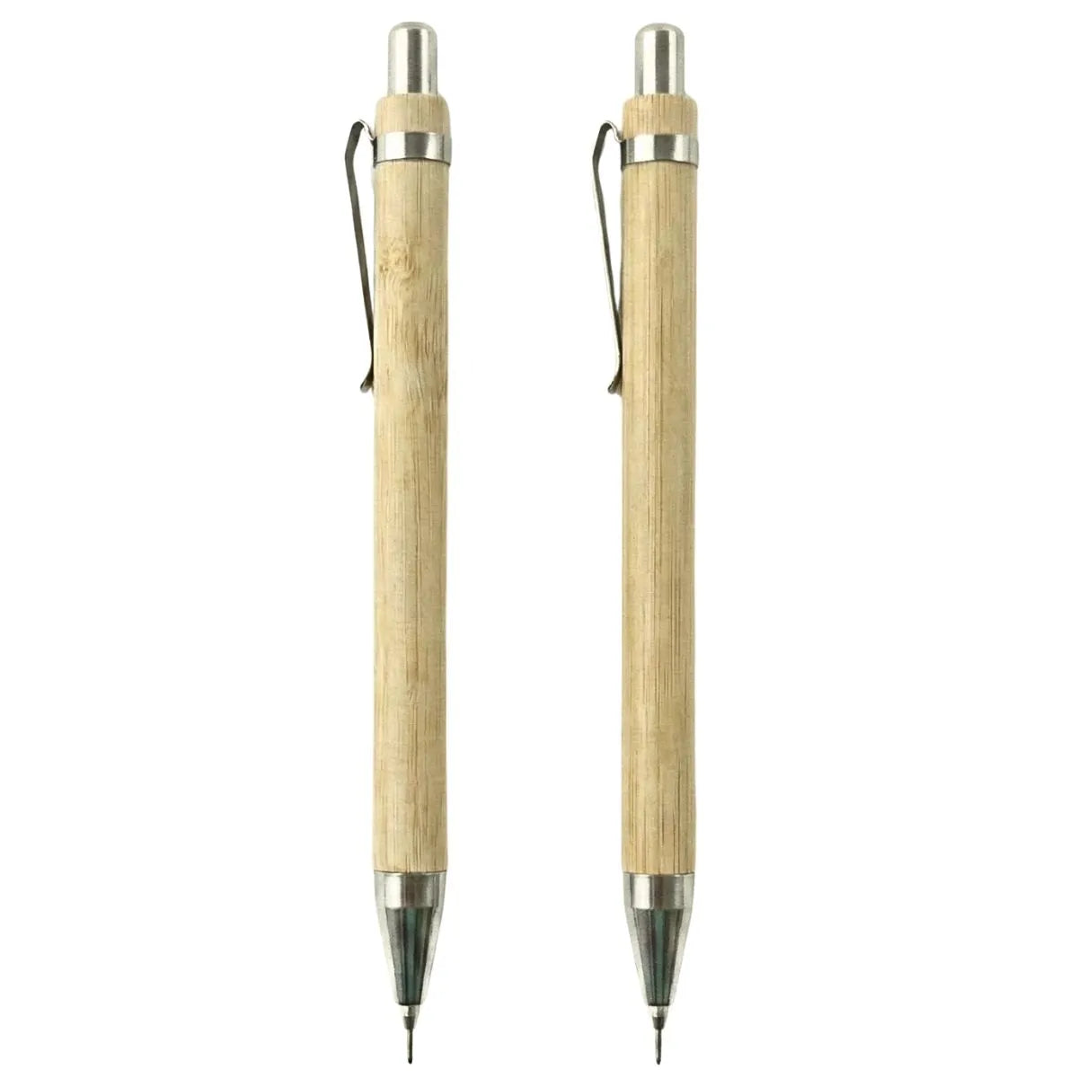 Set of two Bamboo Mechanical Pencils featuring a smooth grip and metal accents, ideal for everyday writing.