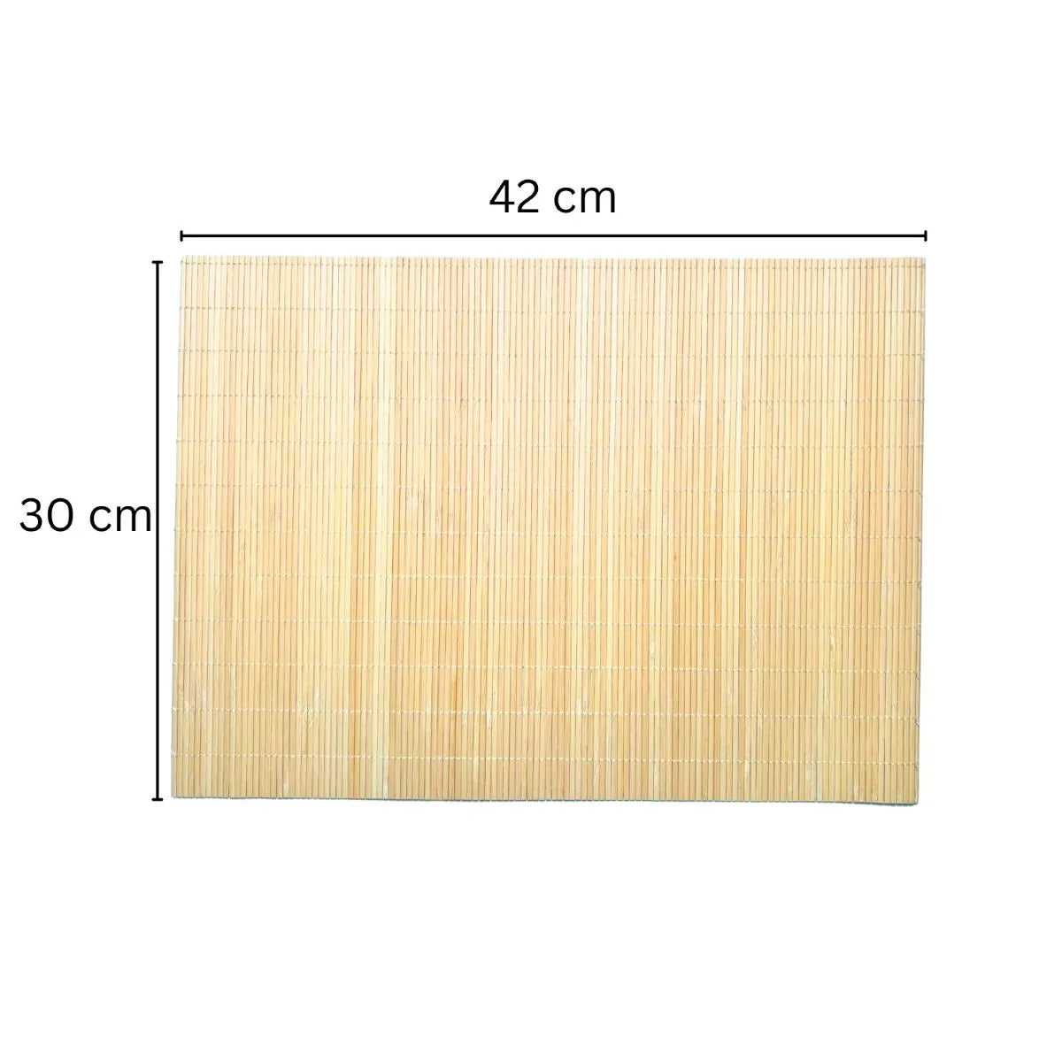 Bamboo mat with dimensions 30 cm x 42 cm on a white background