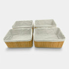 4-piece Bamboo Storage Basket set with soft liners for home organization in natural bamboo design.